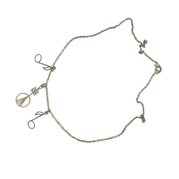 Vintage Gold-Tone Music Note Necklace With Violin Charm - Picture 3 of 6